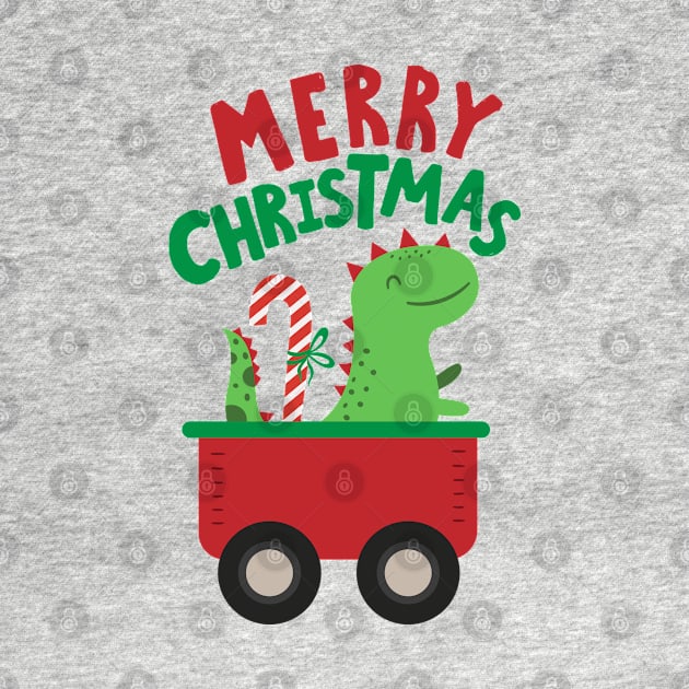 Christmas Dinosaur Shirt by JabsCreative